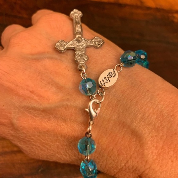 Swarovski Crystal Rosary Bracelet in AB Topaz - Picture 2 of 6